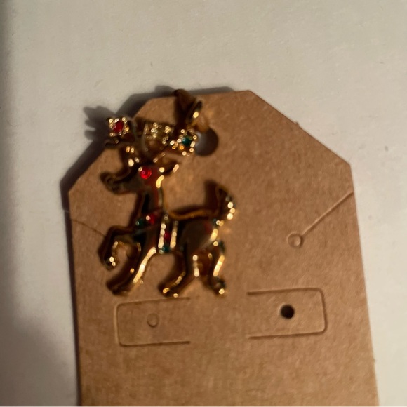 Jewelry, Charm for bracelet or necklace. Gold reindeer with tiny “faux gemstone” - Picture 6 of 6
